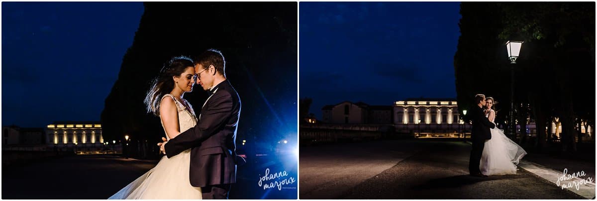 Une séance photo de nuit après le mariage à Montpellier 