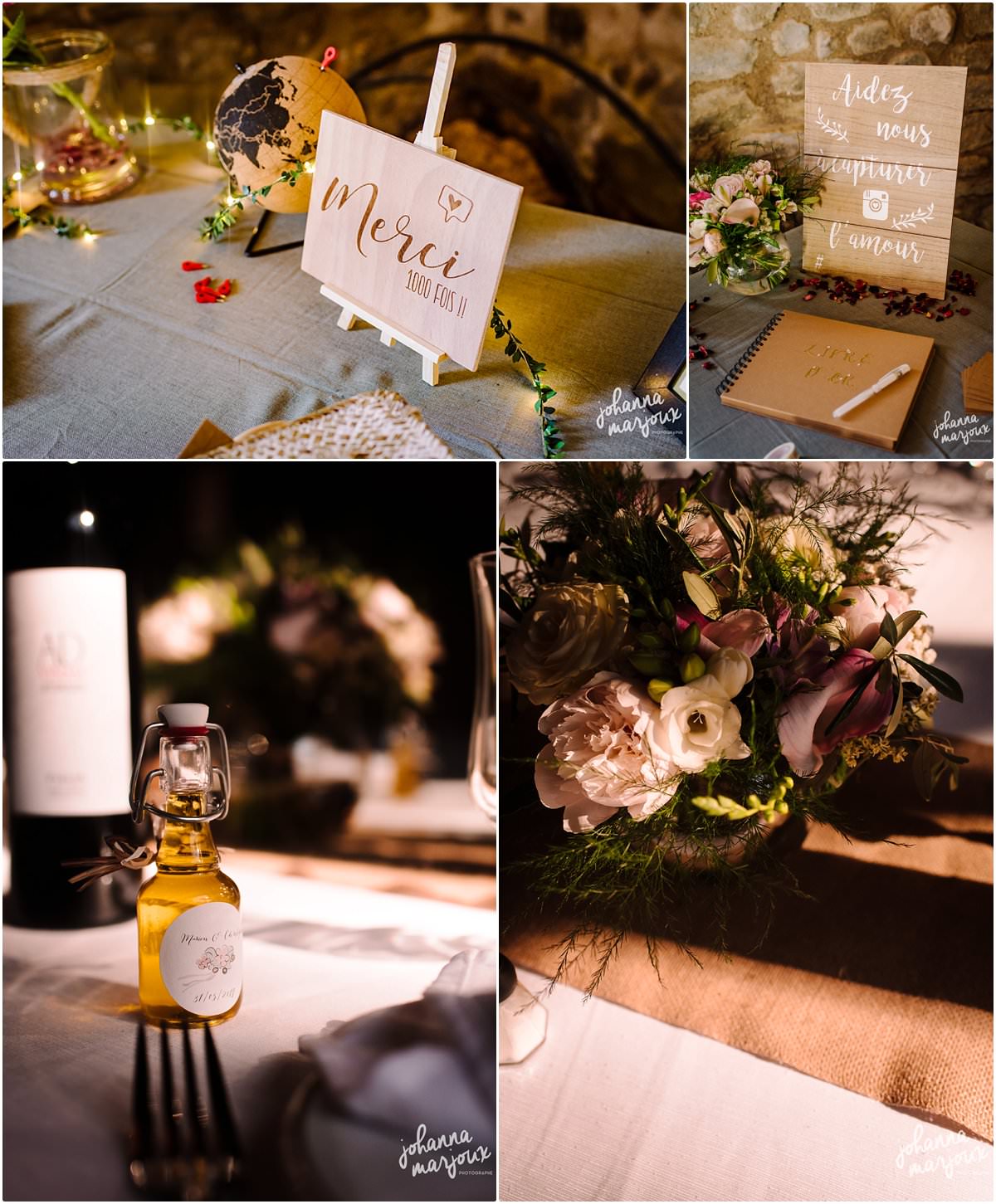 décoration de salle de mariage au Château de Parazza