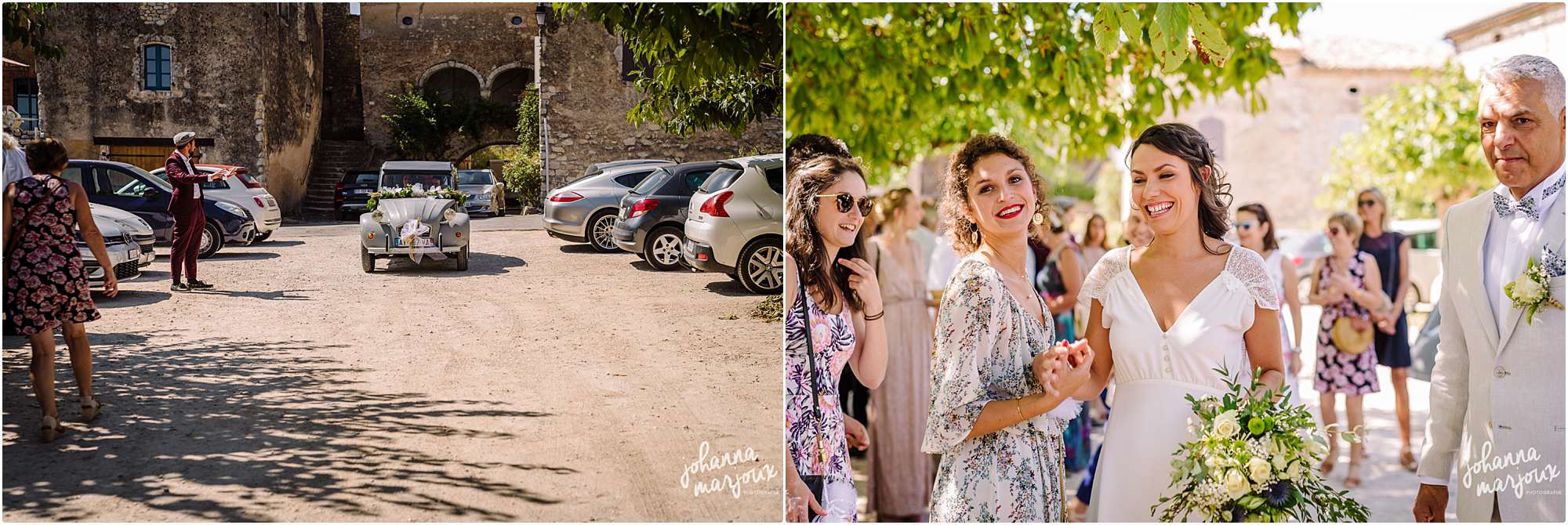 Arrivée au mariage dans le Gard