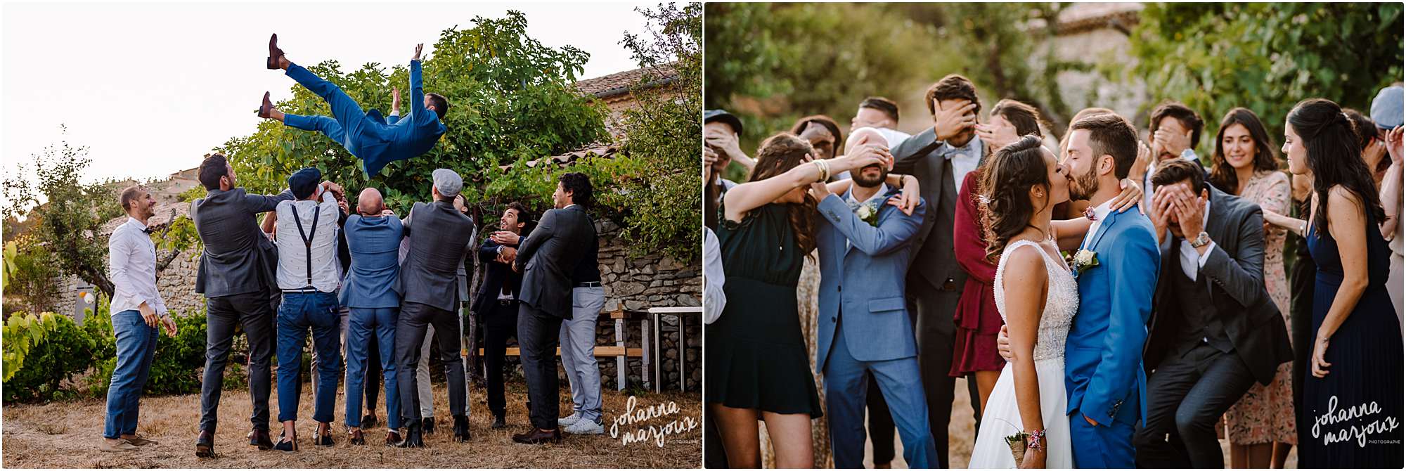 Photos de groupe lors d'un mariage dans le Gard