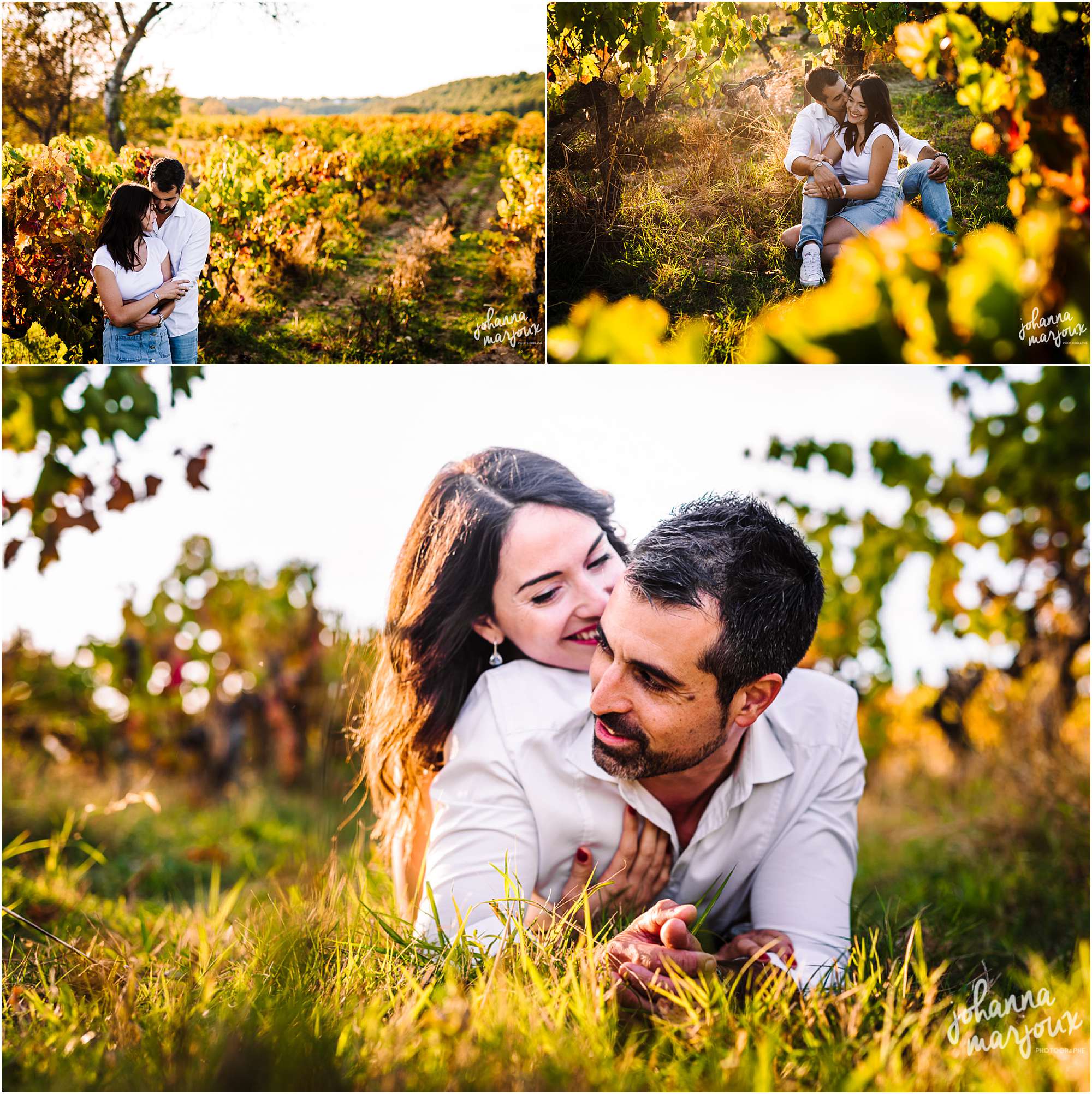 Séance photo de couple dans les vignes à Montpellier