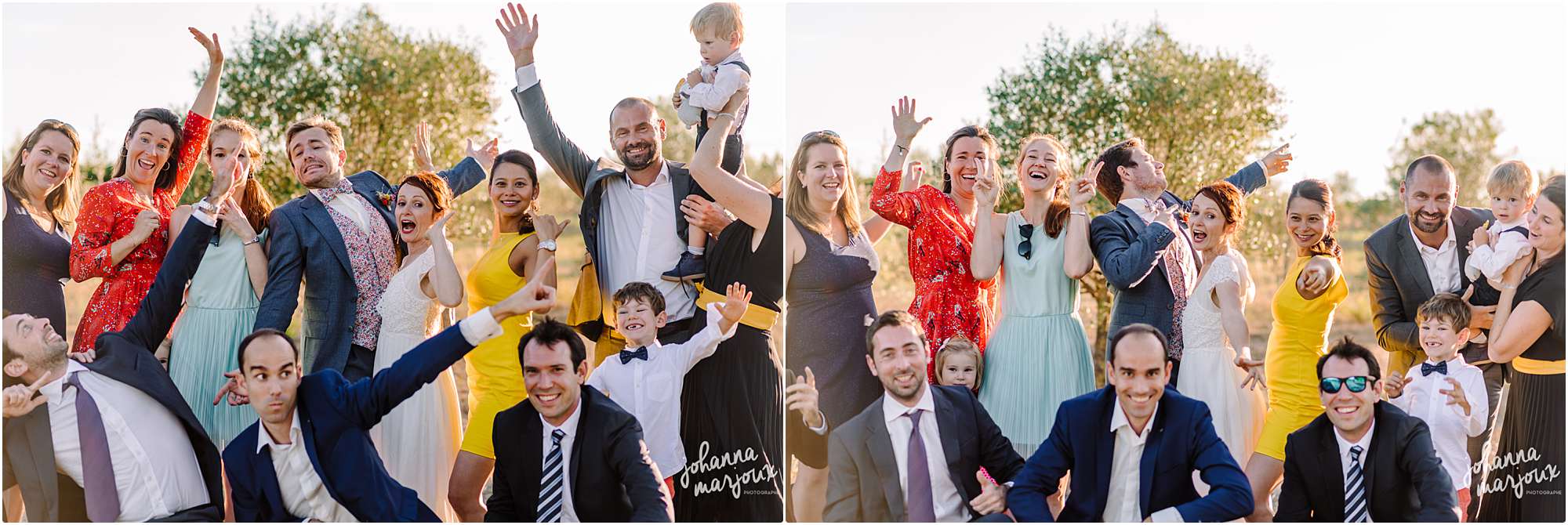 Photos de groupe lors d'un mariage dans l'Hérault