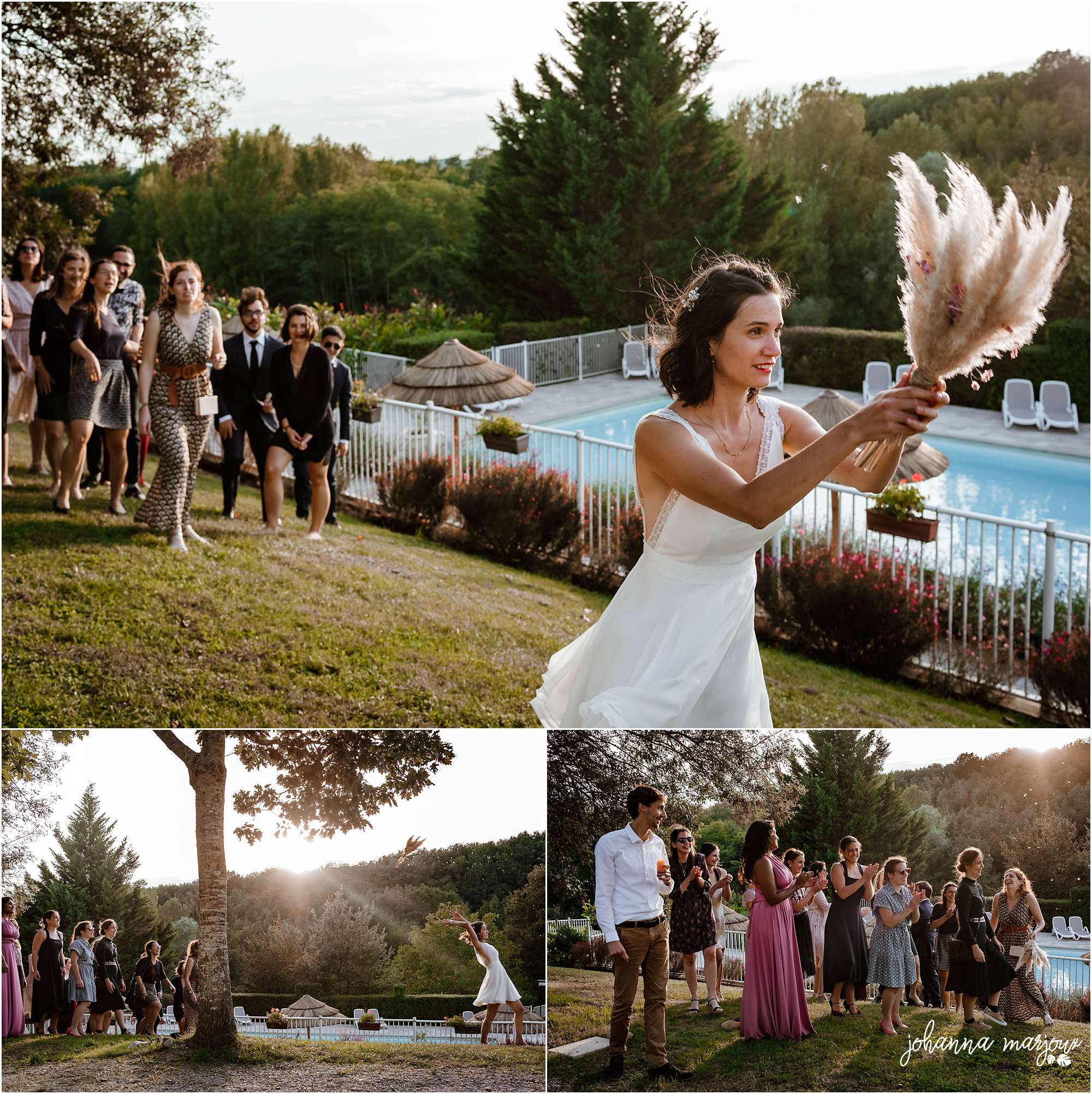 Lancer de bouquet de mariée