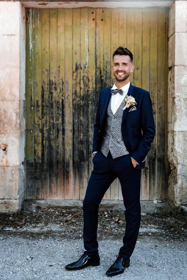 Costume mariage 3 pièce bleu