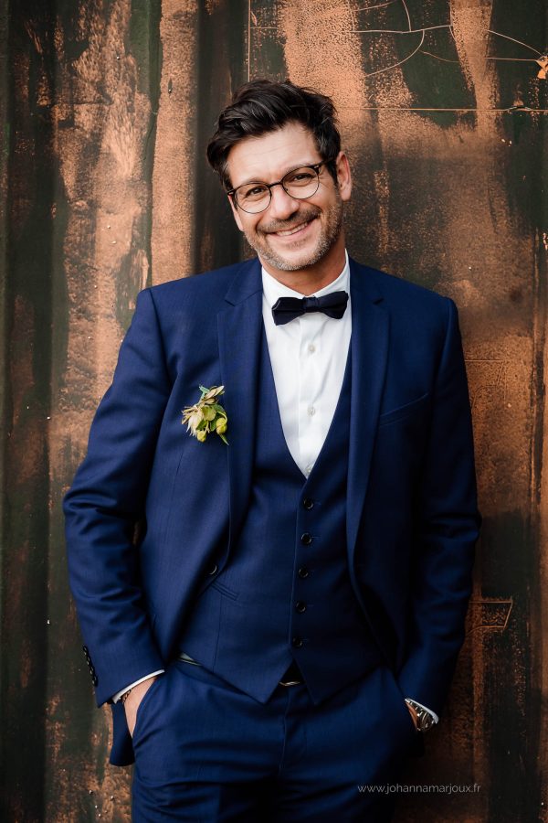 Costume mariage 3 pièce bleu